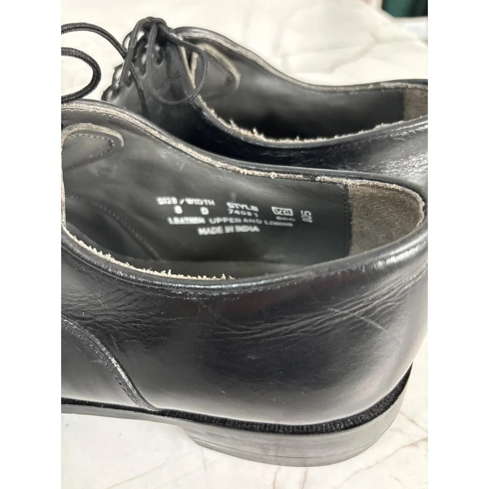 Oakton Classics Mens Black Leather Cap Toe Oxford Dress Shoes Cat's Paw Heel 8 D